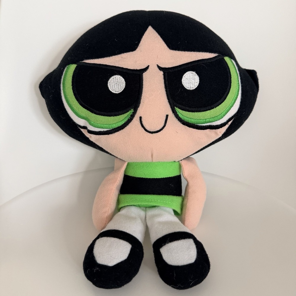 Powerpuff Girls Buttercup Plush Stuffed Animal 11 in Green Black White Beige